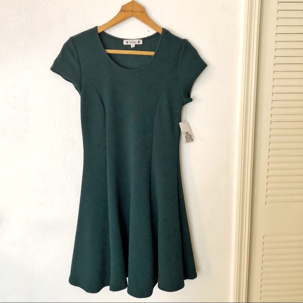 Green fit and flare dress